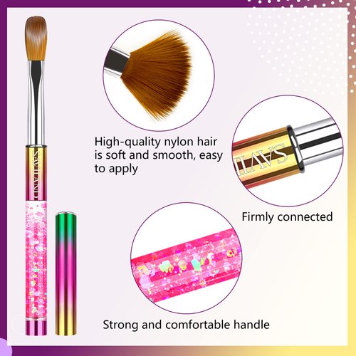 SAVILAND Acrylic Nail Brush Set: 2pcs Size 8/12 Acrylic Nail Brushes for Acrylic Application,Professional Acrylic Brushes with Cuticle Pusher,Used for Beginners Nail Extension Nail Carving Home Salon