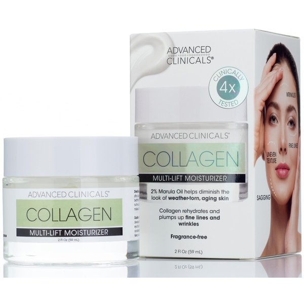 Advanced Clinicals Collagen Cream Facial Moisturizer Multi-Lift Plumping Collagen Firms & Smooths Fine Lines, Sagging Skin, & Wrinkles. Anti-Wrinkle Skin Care Face Lotion W/Hyaluronic Acid, 2 Fl Oz