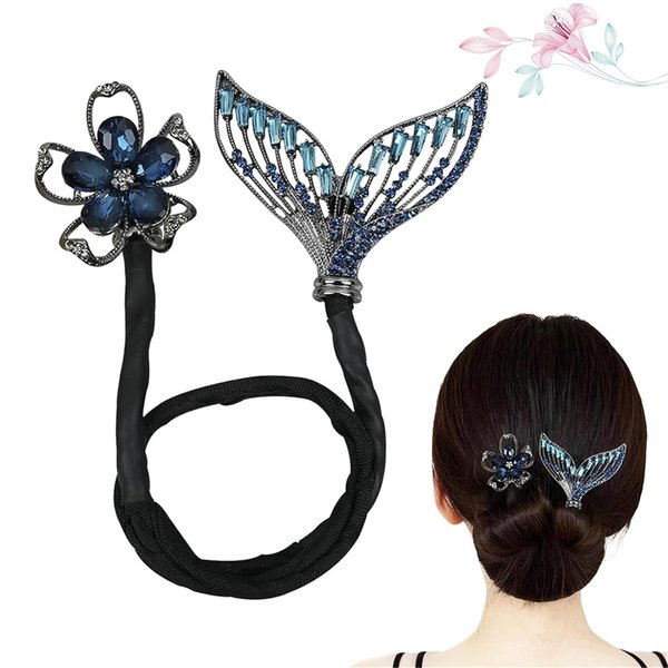 CHCTD Rhinestone Flower Hair Clip, Deft Bun Hair Twister, Lazy Hair Curler Bun Maker, Whale Tail Rhinestone Flower Hair Clip, Easy Bun Hair Bun Maker, Hair Twist Bun Maker,Hair Pins for Buns (01)