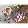 Carolines Treasures American Flag and Bernese Mountain Dog Foam Coaster Set of 4 3 1/2 x 3 1/2 multicolor