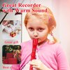 Eastrock Recorder Instrument German Style Soprano Recorder Red 3 Pieces for Beginners with Cleaning Rod, Fingering Chart, Packing Bag, Thumb Rest