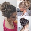 Claw Clip Messy Bun Hair Piece Tousled Updo Hair Buns Extension Elastic Hair Band Hair Pieces Curly Hair Bun Scrunchie For Women (Medium Brown)