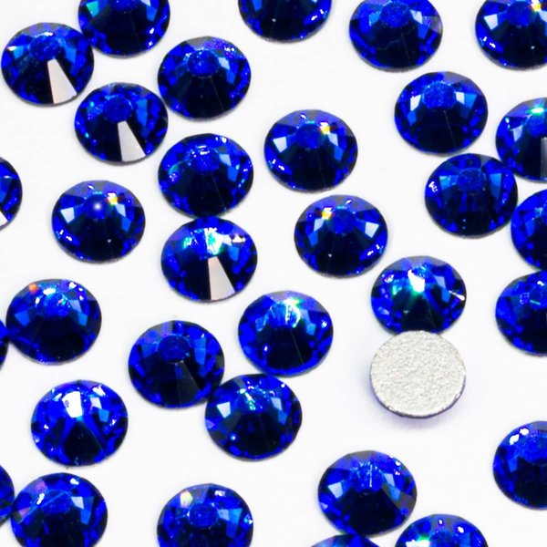 qiipii 400pcs SS30 Royal Blue Nail Rhinestones Bulk Crystal Sapphire Nail Art 6mm Nail Charms Flatback K9 Glass Gems Beads Stones Diamonds Glue Fix for Eye Makeup Nail Jewels Crafts Clothes Shoes DIY