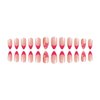 Summer Press on Nails Almond Fake Nails Colorful Glue on Nails with Design Glossy Acrylic Nails Full Cover Glossy Stick on Nails Artificial Nails for Women Girls (Pink French tip)