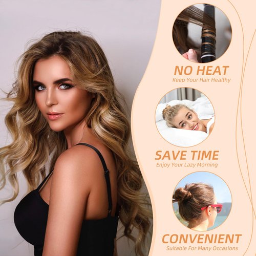 Heatless Hair Curler to Sleep In, Soft Heatless Curling Scrunchie, No Heat Curls for Long Hair, Soft Sleep Hair Roller for Sleep in Overnight Soft Sleep Headband (Black)