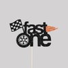 Fast One Cake Topper Racing 1st Birthday Cake Topper Glitter 1st Birthday cake topper for Boys Girls Racing Themed Car Birthday Decoration Party Supplies