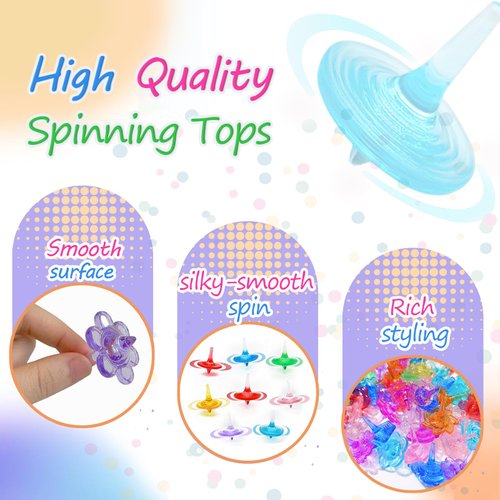 100 Pcs Fidget Spinning Top Acrylic Gems Spinner Toys,Pinata Goodie Bags Stuffers Party Favors Supplies Birthday Gifts for Kids Adults,Stress Relief Sensory Toys,Treasure Box Toys Classroom Prizes