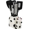 Sixdrop Cow Utensil Holder | Kitchen Crock Storage | Cow Print Stuff Accessories Decoration | Cute Cow Gifts For Women | La Vaca Animal Cow Decor | Countertop Cow Stuff Vase