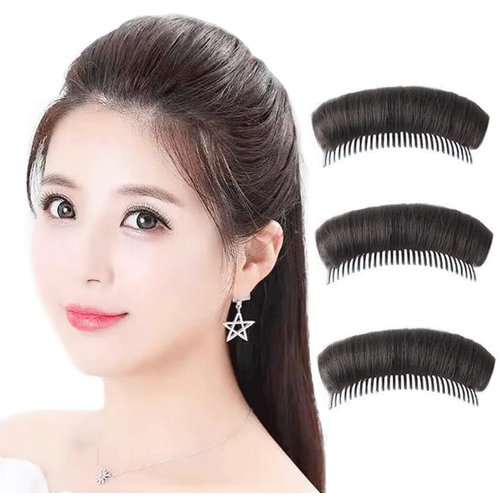 3Pcs Dark Brown Bump Up Volume Bun Invisible False Hair Clip Lift Volume Fluffy Styling Increased Hair Pad for Women Lady Girl