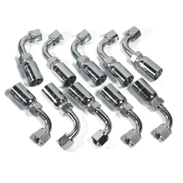 1/4" Hose x 1/4" JIC 37° Female 90° Hydraulic Hose End Elbow Crimp Fitting | FJX90-04-04 (10-Pack)