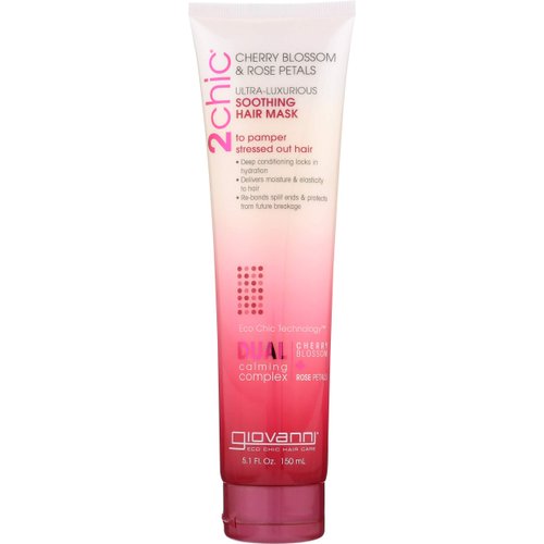 Giovanni 2chic Ultra Luxurious Soothing Hair Mask, Cherry Blossom & Rose Petals, 5.1 Oz