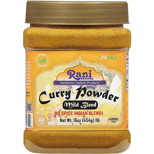 Rani Curry Powder Mild (10-Spice Authentic Indian Blend) 1lb (454g) PET Jar ~ All Natural | Salt-Free | NO Chili or Peppers | Vegan | No Colors | Gluten Friendly | NON-GMO | Kosher | Indian Origin