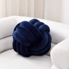 Sioloc Soft Knot Ball Pillows,Round Throw Pillow Cushion Home Decoration Plush Pillow,Throw Knotted Pillow Handmade Round Plush Pillow（10.6inches,Navy）