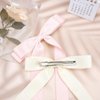 2Pcs Silky Satin Hair Bows for Women Hair Clip Hair Ribbon Ponytail Holder Accessories Slides Metal Clips Hair Bow for Girls Toddlers Teens Kids-Beige/Pink