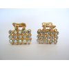 Generic Small mini gold square shaped metal hair claw clip with crystals (Primary color: Clear), 1 Count (Pack of 1)