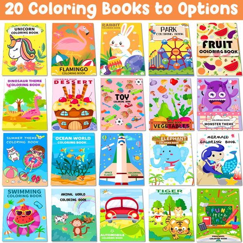 20 Pack Coloring Books for Kids Ages 4-8, Small Coloring Books for Kids Ages 2-4, Kids Birthday Party Favors Bulk Gifts Goodie Bags Stuffers Classroom Activity Includes Unicorn, Mermaid Dinosaur