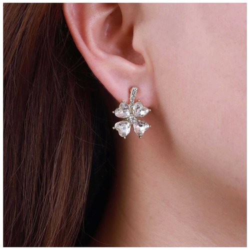 Sttiafay Vintage Crystal Flower Earrings Rhinestone Flower Stud Earrings Gold Crystal Petal Earrings Sparkly Cz Bridal Earrings Jewelry for Women and Girls