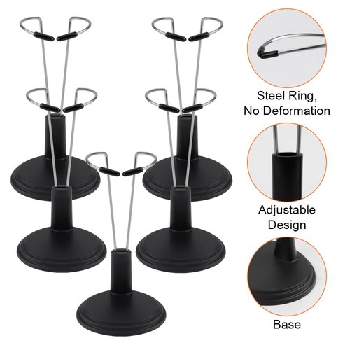 HMIEPRS 5pcs Doll Stand Display Holder, Stand Action Figure Display Rack, Doll Bracket Support Portable for Decoration Home Store Market 15cm Doll (Black)