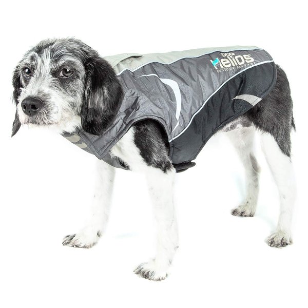 DOGHELIOS 'Altitude-Mountaineer' Wrap-Velcro Protective Waterproof Pet Dog Coat Jacket w/ Blackshark Technology, Small, Black, Grey
