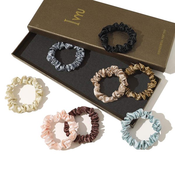 Scrunchies Silk Satin Hair Ties - Elestics Ponytail Holder Hair Bands Small Scrunchy For Thick Curl Hair No Crease Hair Ties Accessories Soft Ropes No Hurt Your Hair for Women and Girls