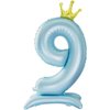 42 Inch Standing Blue Number 9 Balloons With Crown, 9th Birthday Balloons for Boys Girls, 9th Birthday Party Decoration Supplies, Happy Birthday Balloons. (Blue 9)