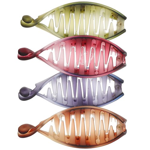 Uonlytech French Clips for Hair 4pcs Banana Hair Clip Acrylic Fish Shape Hair Claw Resin Fishtail Clip for Women and Girls Banana Clips Hair