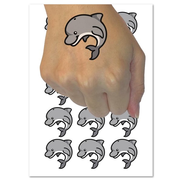 Debonair Jumping Dolphin Temporary Tattoo Water Resistant Fake Body Art Set Collection - 15 2" Tattoos (1 Sheet)