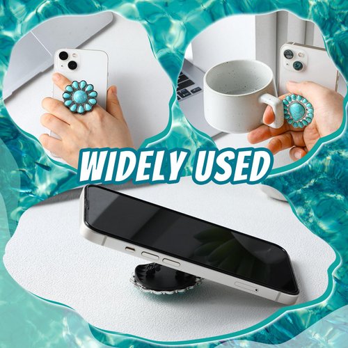 4 Pieces Turquoise Western Phone Grip Charm Teardrop Flower for Phone Holder Ring Expandable Collapsible Phone Stand for Smartphones and Tablets(Classic Style)