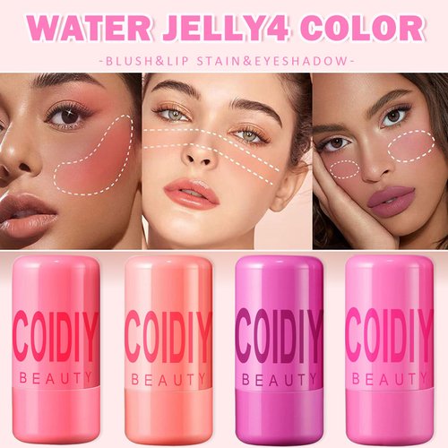 Cooling Water Jelly Tint/Blush, Chill Splash (Berry+Red) Multi-Use Cheek and Lip Gloss Makeup,Creates A Moist Watercolor Effect-1,000+ Swipes Per Stick Vivid Color