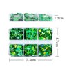 6 Grids St. Patrick's Day Nail Art Sequins 3D Shamrock Nail Decals Mixed Stars Heart Leaves Clover Nail Designs Holographic Nail Glitter Flakes for Women DIY St Patricks Day Nail Decorations