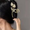 Tulip Hair Clips with Pearl Rhinestones Gold Flower Metal Hair Accessories for Women Girls Elegant Tulip Hair Claw Clips Shiny Hairpins Strong Hold Hair Clip for Thick or Thin Hair 1 Pcs