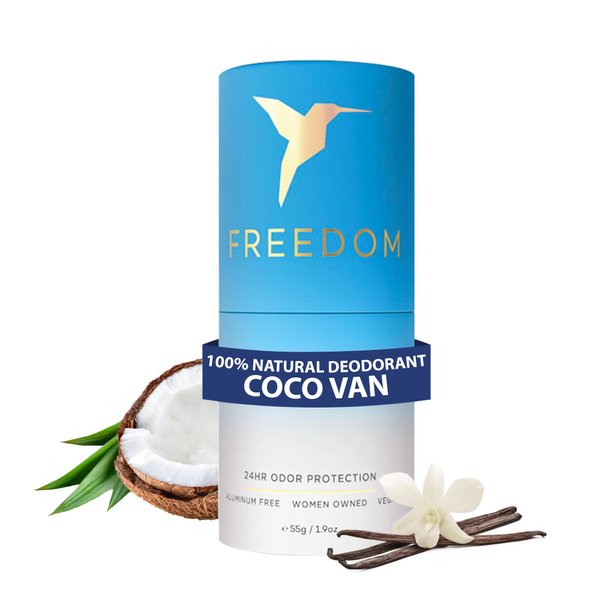 FREEDOM Natural Deodorant - 100% Aluminum & Paraben Free, 24 Hour Odor Protection for Women & Men, Made w/Natural Essential Oils, Lightening and Brightening - (Coconut Vanilla, Paper Twist Tube