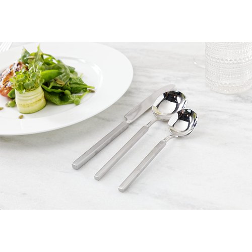 Fortessa Jaxson 18/10 Stainless Steel Flatware, Brushed/Mirrored Stainless Steel, 5 Piece Place Setting Service for 1
