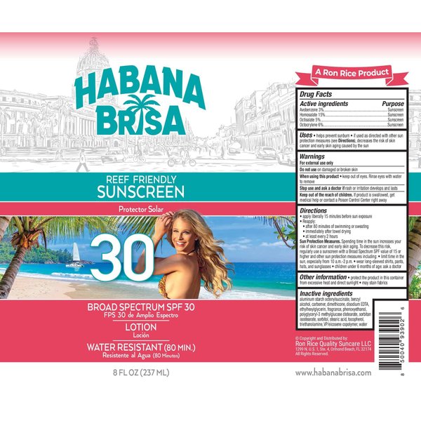 Habana Brisa Reef Friendly Sunscreen Lotion, SPF 70 (8oz) | Vegan | UVA/UVB Protection | Paraben & PABA Free | Oxybenzone & Octinoxate Free