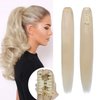 Rich Choices Claw Clip Ponytail Extension Human Hair 18 Inch Real Hair Ponytail Extension Balayage #60 Platinum Blonde 115g One Piece Clip In Long Ponytail Hair Extensions Straight For Women