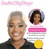 BasicWigCaps Lace Grip Wig Cap for Women 4x5 Transparent Lace Wig Caps Non Slip Wig Gripper for Keeping Wigs In Place Adjustable Wig Cap with Grip Headband Make Your Wigs Glue Free (Tan)