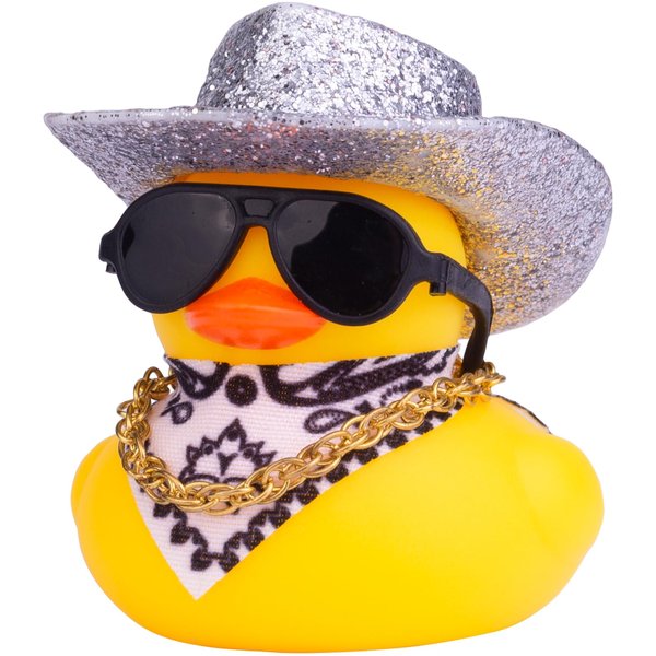 MuMyer Rubber Duck Car Ornaments Duck Car Dashboard Decorations for Car Dashboard Decoration Accessories with Mini Cowboy Hat Scarf Necklace and Sunglasses(D5)