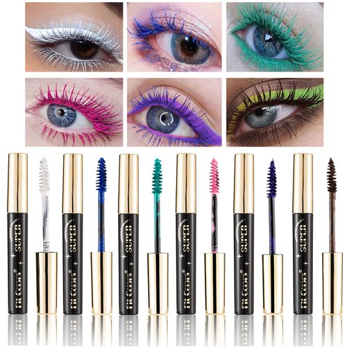 Colored Mascara Set,6 Colors Mascara Waterproof Fast Dry Eyelashes Curling Voluminous Eyelashes False Lash Effect Mascara No Flaking No Clumping Voluminous Makeup Lash Mascara