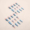 Foccna Comic Blue Press on Nails Extra Long, Acrylic Fake Nails Coffin Cartoon LOVE False Nails,Artificial Nails for Women and Girls, 24 pcs