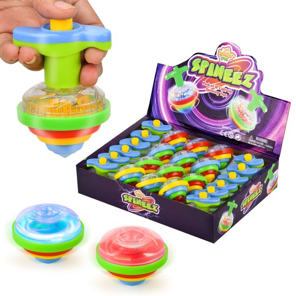 IPIDIPI TOYS Light Up Spinning Tops – LED Spinner Toys for Kids, Party Favors, Christmas Stocking Stuffers, Classroom Prizes, Fun Gifts for Boys and Girls – Blue, Pack of 12