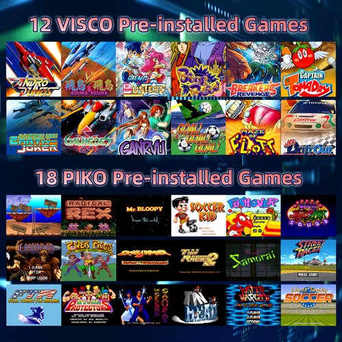 NEOCADE Retro Game Console with Pre-loaded Genuine VISCO and PIKO Games, Online Gaming Platform, 2 Controllers and HDMI Cable Included