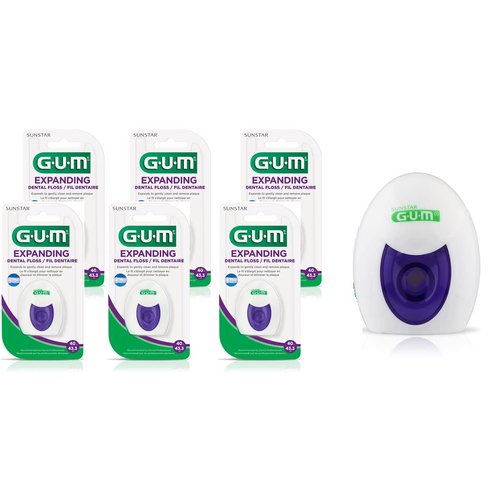 Expanding Dental Floss - Waxed Woven Floss - Effective Plaque Removal for Tight Teeth - Unflavored, 1ct (6pk)