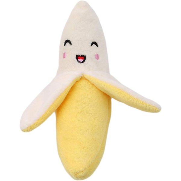 LNYMZD 15 * 6cm Smiling Face Banana Pet Plush Toys Puppy Interactive Training Chewing Squeaky Dog Toy for Dogs Cats Puppies, Pet Supplies