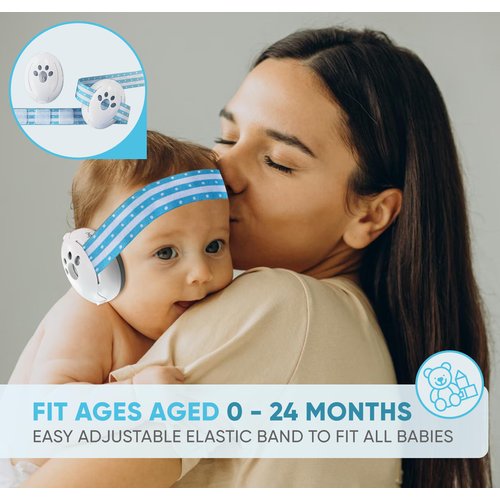 Lunobaby Baby Ear Muff - Noise Canceling Headphone for Infant Hearing Protection - Newborn Airplane Travel Essential - Plane Soundproof Earmuff for Flying (White)