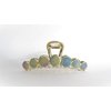 Long gold metal and rainbow glitter circles hair claw clip