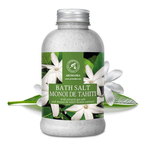 Bath Sea Salt Monoi de Tahiti 21.16 Oz (600g) - Bath Salts with Coconut Essential Oil and Gardenia Flowers Extract for Bath Soak - Relaxing Bath - Good Sleep - Aromatherapy - Sea Salt Bath