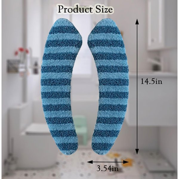Stick-On Washable Reusable Toilet Memory Foam Cushion Pad Thick Warm Cushioned Toilet Seat Cover (Blue)