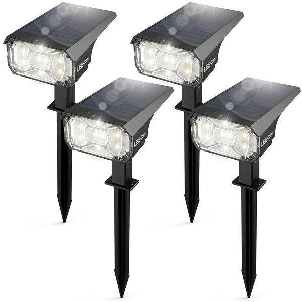 LEREKAM Solar Spot Lights Outdoor,IP65 Waterproof 40 LEDs Solar Landscape Spotlights,USB Solar Powered Wall Lights,3 Modes Outdoor Solar Garden Lights Outdoor In-Ground Lights for Yard Porch 4 Pack