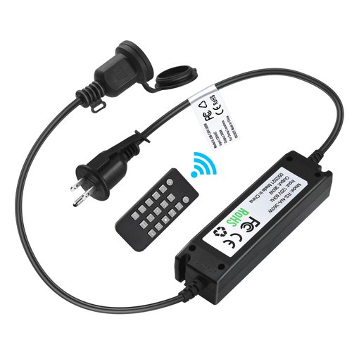 Newpow Outdoor Dimmer for String Lights Max 360W, Timer Switch(6H&8H) Auto Daily Cycle, Brightness Memory Function, IP67 Waterproof, 60Ft Remote Range for Dimmable Outdoor String Lights, Floor Lamp