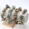 KorViSHOW Handmade Dried Flower Crown - Golden Green Leaves Blue Fairy Flower Headband Floral Headpiece for Women Girls Teens Kids Hawaiian Party Wedding Beach Festival